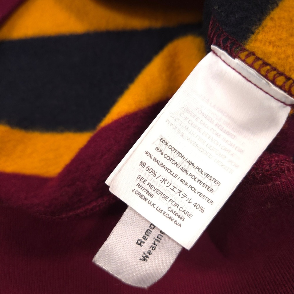 J Crew Vintage Fleece Sweatshirt Mens Large Burgundy Striped Crewneck Pullover - Picture 7 of 8